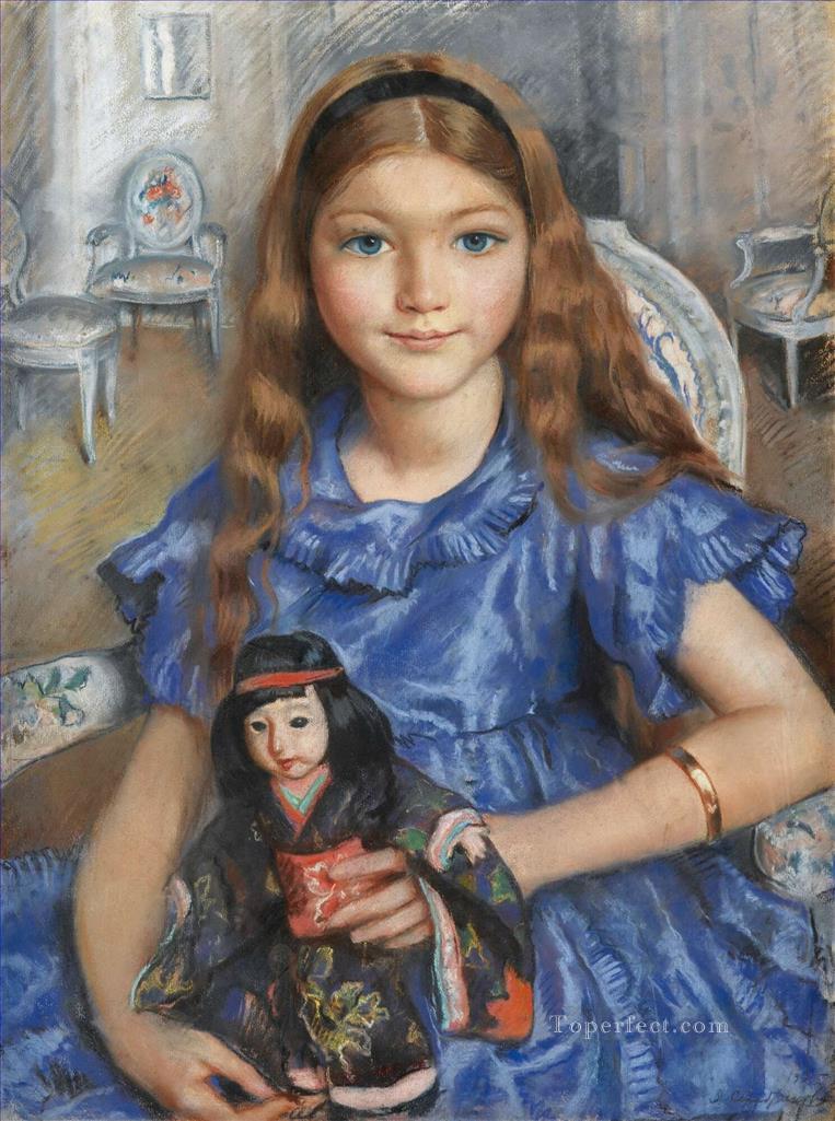 GIRL WITH A DOLL Russian Oil Paintings
